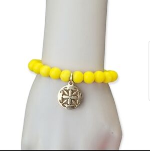 RUSTIC CUFF YELLOW SILICONE BEAD BRACELET